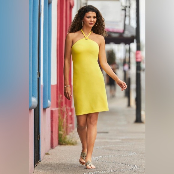 Boston Proper Dresses Boston Proper Lemoncello Halter Dress Poshmark